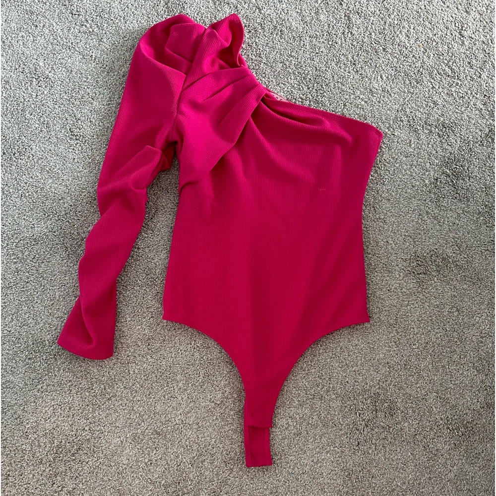 Pink One-Shouldered Bodysuit